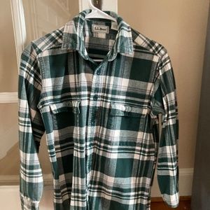 LL Bean Mens Sm Green Flannel